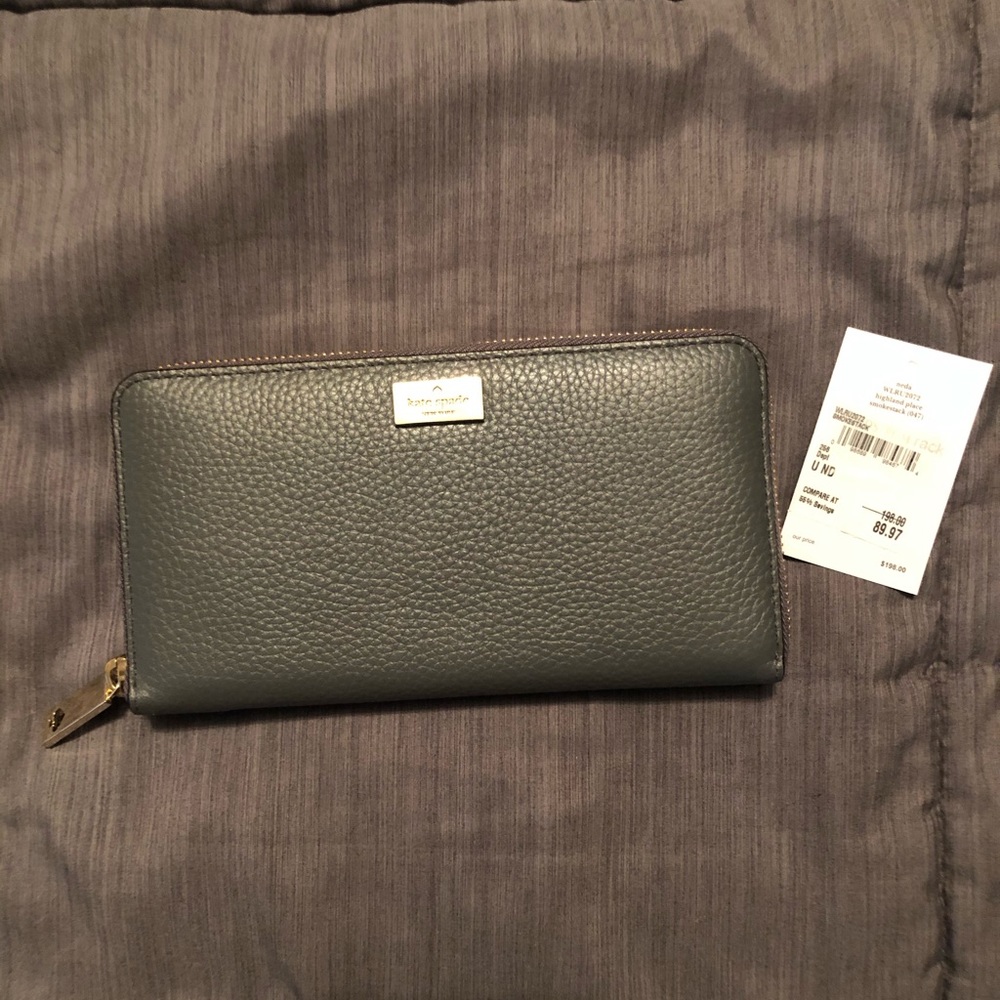 NWT Kate Spade Grey Leather Wallet